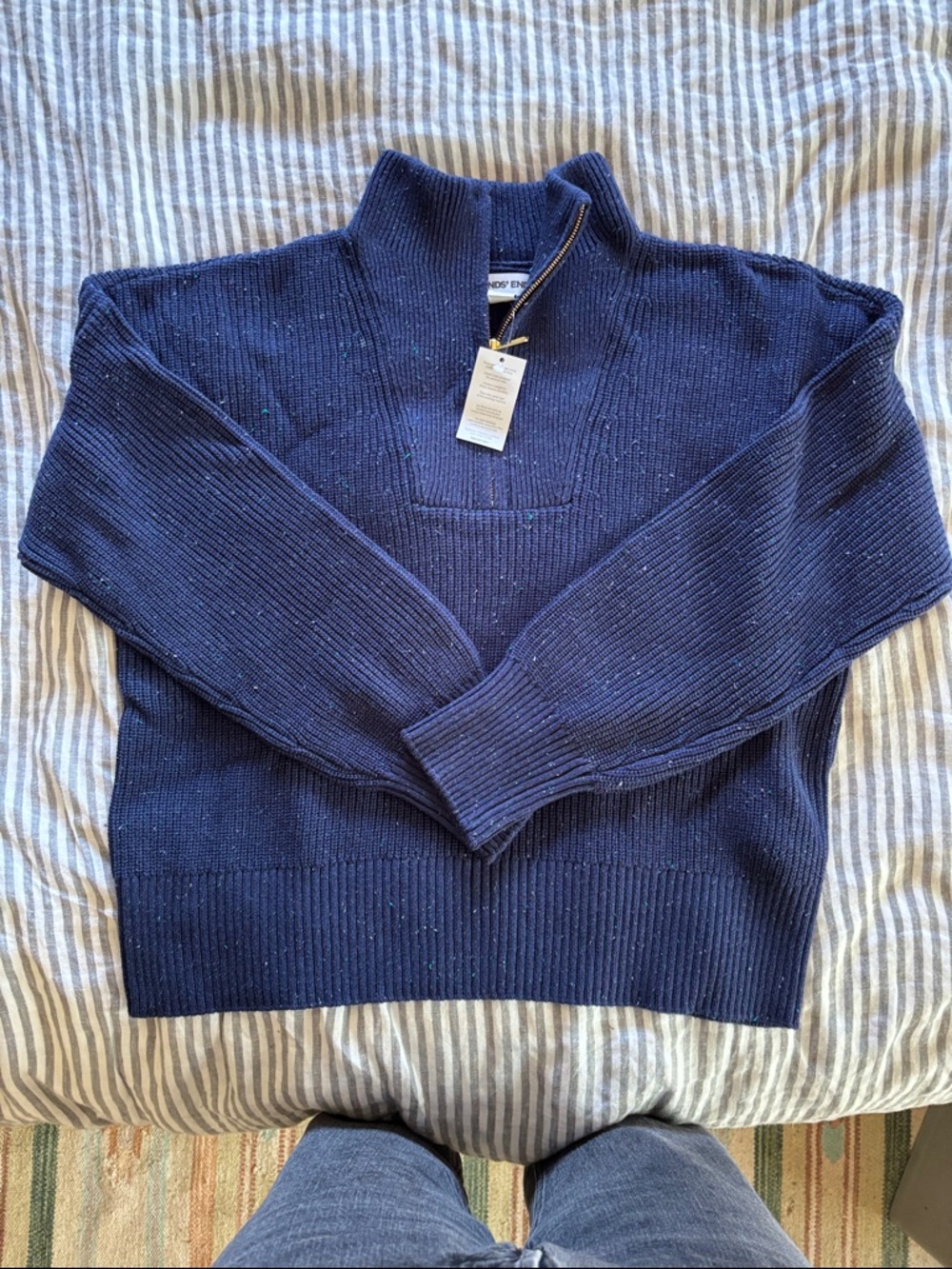 Lands' End Women's Navy Quarter-Zip Crew Sweater